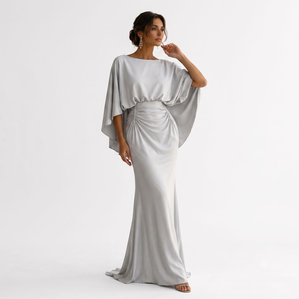 Cristina - Vestido Celeste de Silueta Elegante