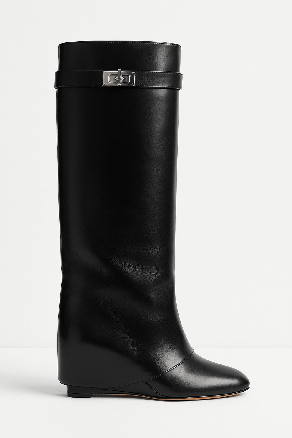 Botas de piel sintética hasta la rodilla con hebilla Shark Lock para mujer