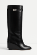 Botas de piel sintética hasta la rodilla con hebilla Shark Lock para mujer
