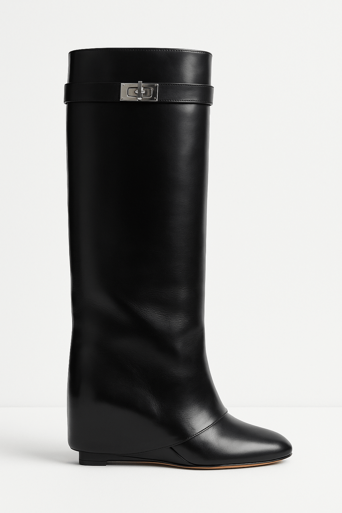 Botas de piel sintética hasta la rodilla con hebilla Shark Lock para mujer