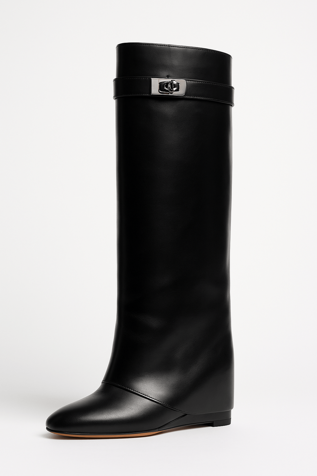 Botas de piel sintética hasta la rodilla con hebilla Shark Lock para mujer