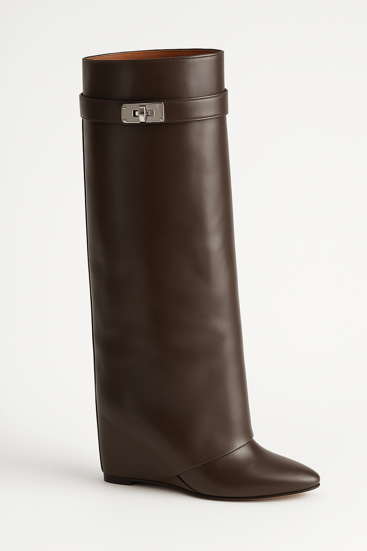 Botas de piel sintética hasta la rodilla con hebilla Shark Lock para mujer