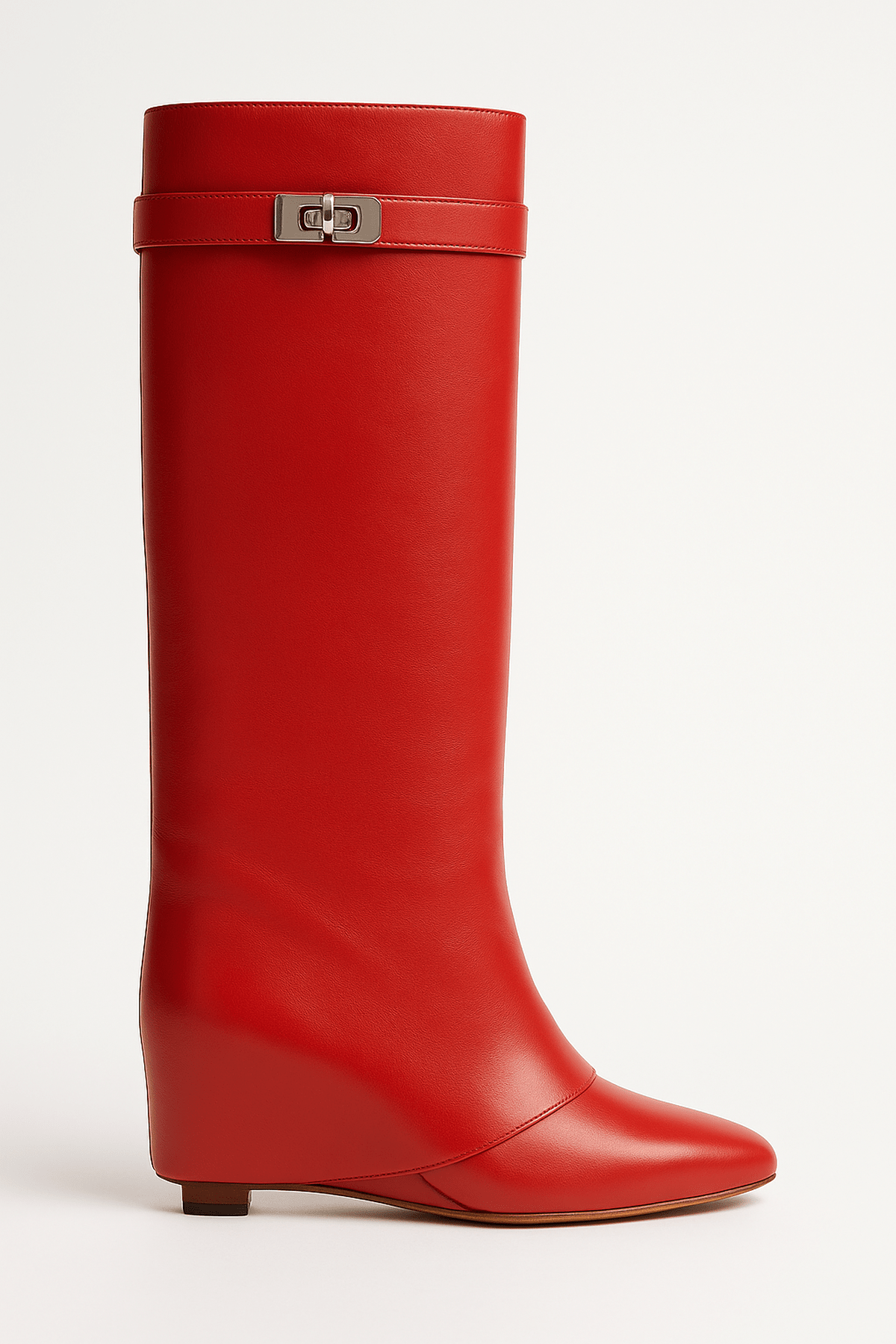 Botas de piel sintética hasta la rodilla con hebilla Shark Lock para mujer