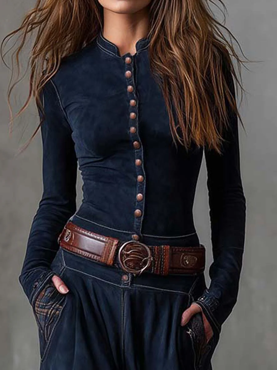 Encarni – Vestido Largo de Ante con Cinturón