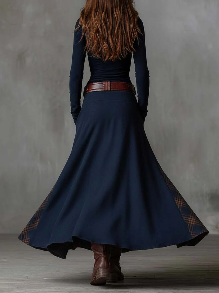 Encarni – Vestido Largo de Ante con Cinturón