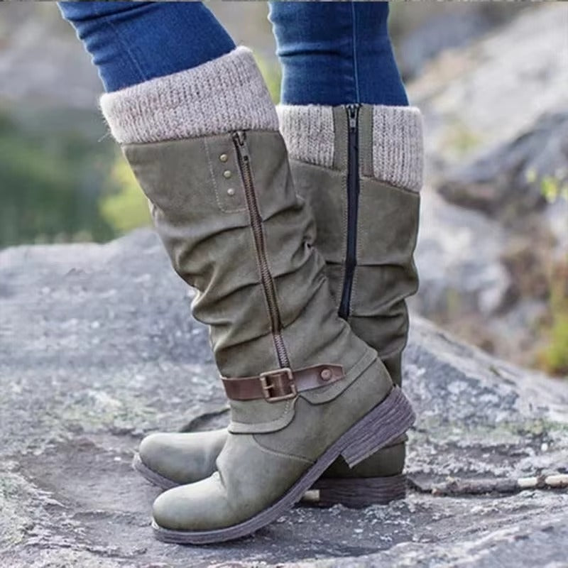 Botas hasta la rodilla con suela de goma antideslizante para mujer